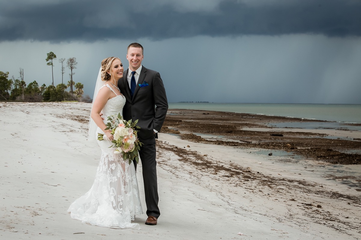 bride and groom on Hilton Head beach