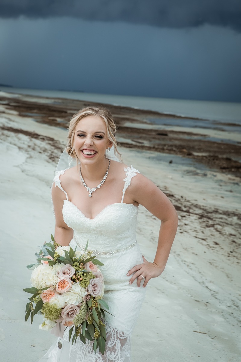 bride on Hilton Head Island before storm