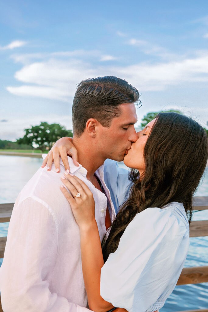 Marriage proposal photography at Harbour Town in Hilton Head with a violinist