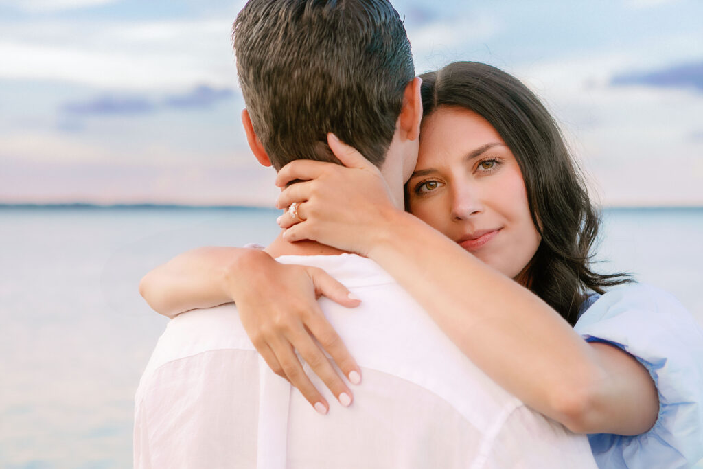 Marriage proposal photography at Harbour Town in Hilton Head with a violinist