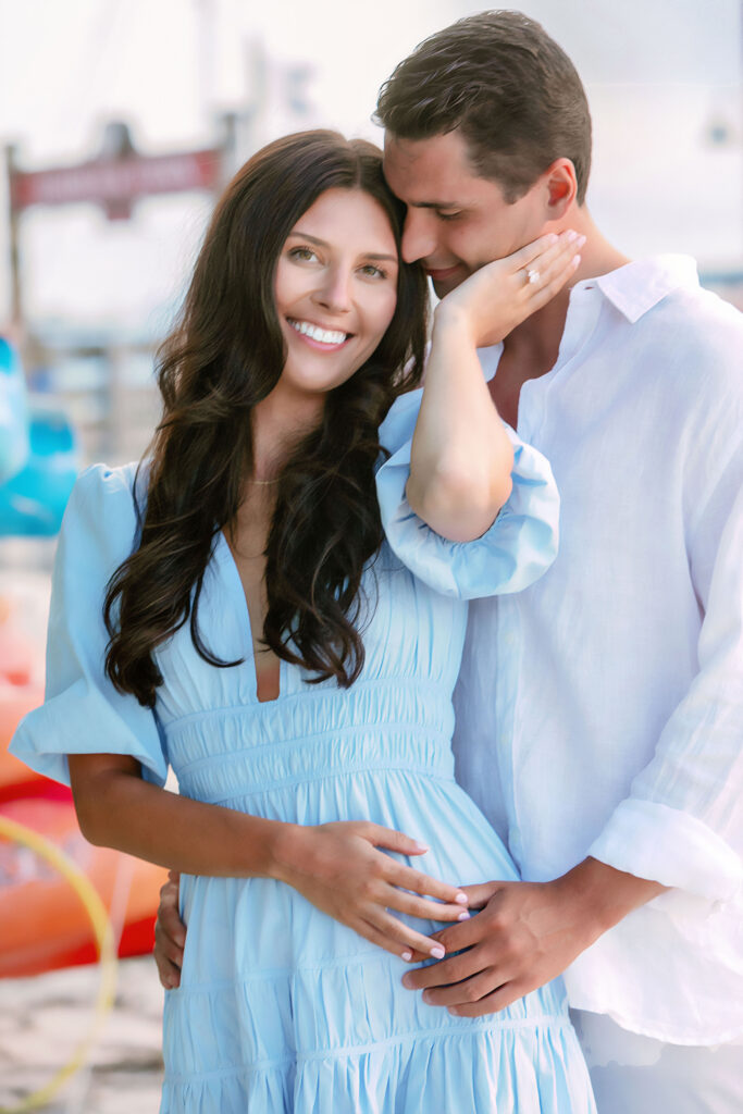 Marriage proposal photography at Harbour Town in Hilton Head with a violinist