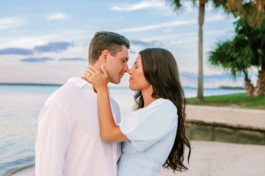 Marriage proposal photography at Harbour Town in Hilton Head with a violinist