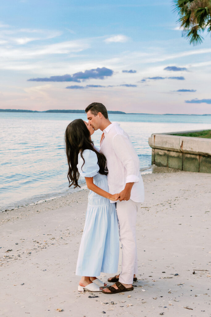 Marriage proposal photography at Harbour Town in Hilton Head with a violinist