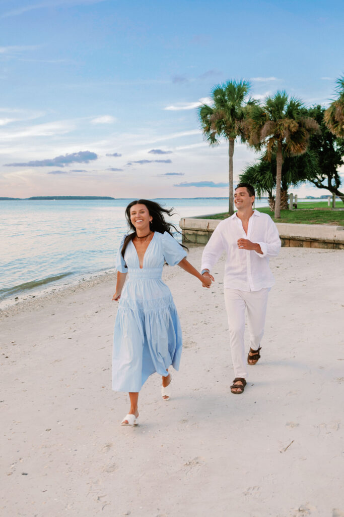 Marriage proposal photography at Harbour Town in Hilton Head with a violinist