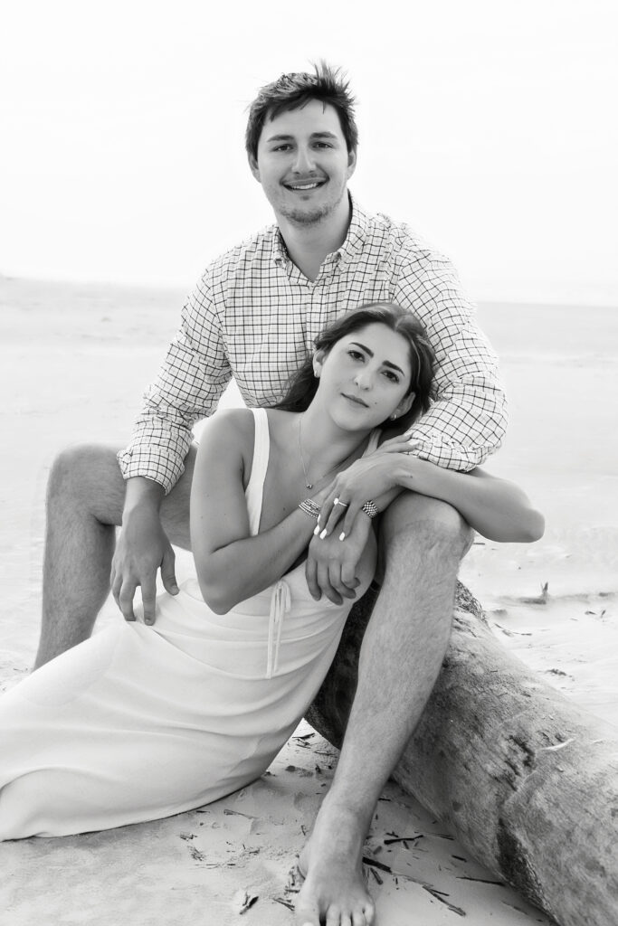 Marriage proposal photography on the beach in Hilton Head with a picnic set up