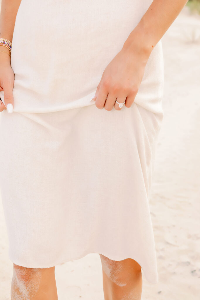 Marriage proposal photography on the beach in Hilton Head with a picnic set up