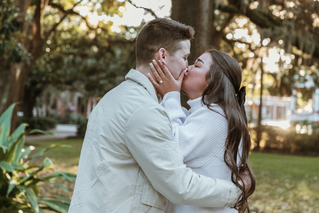 Marriage proposal capture by photographer Lisa Staff at Forsyth Park, Savannah