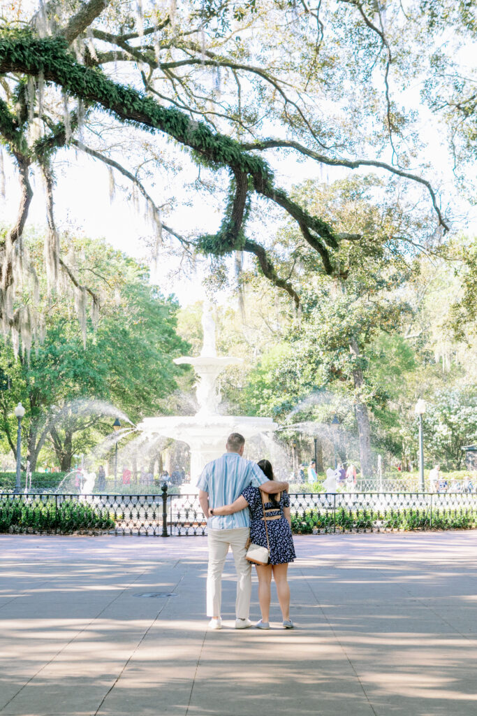 Marriage proposal captured by photographer Lisa Staff  at Forsyth Park, Savannah