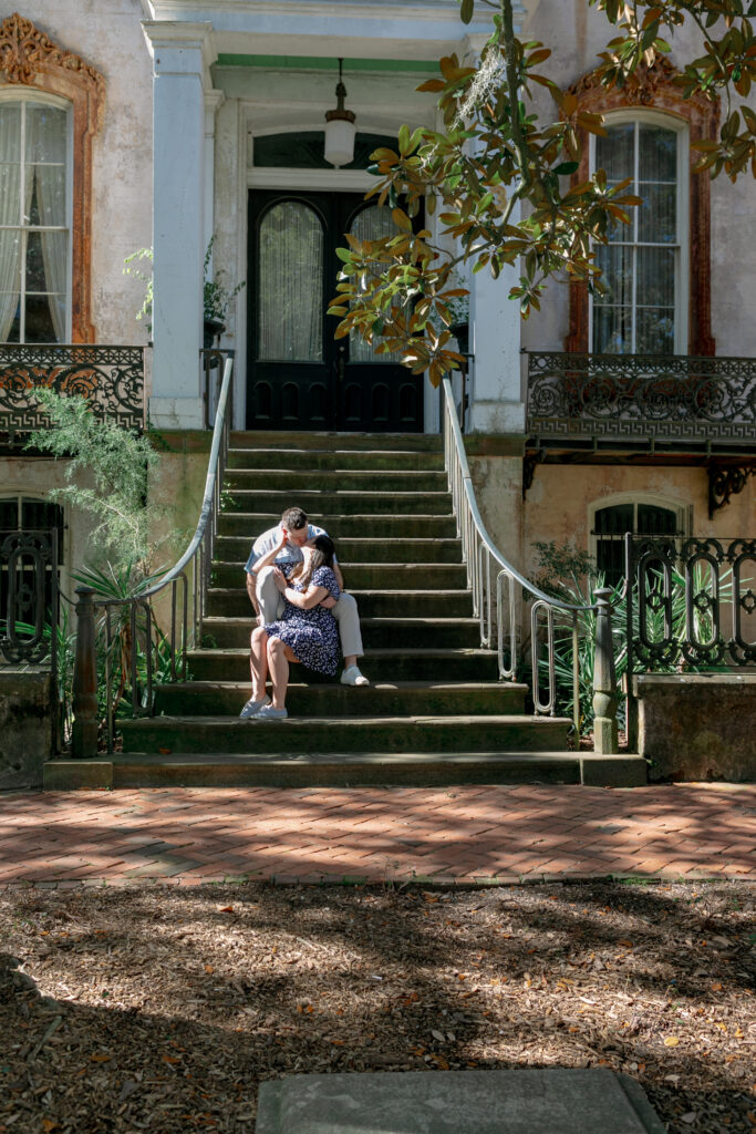 Marriage proposal captured by photographer Lisa Staff  at Forsyth Park, Savannah