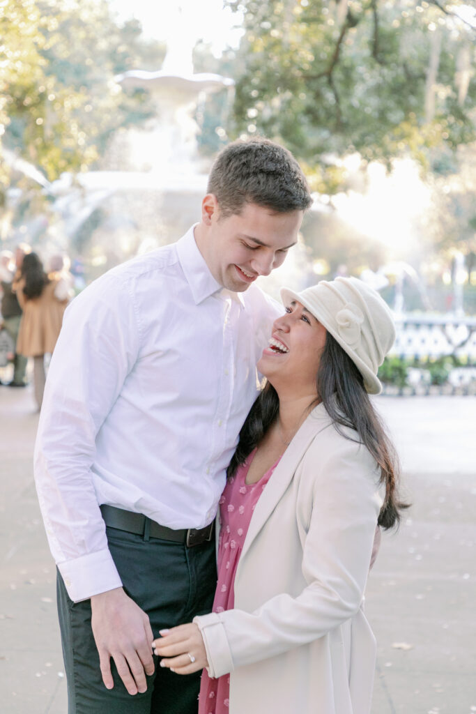 Marriage proposal captured by photographer Lisa Staff  at Forsyth Park, Savannah