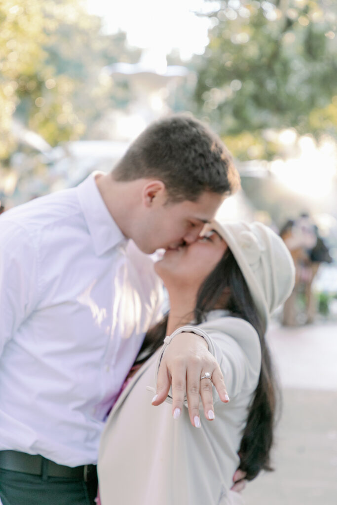 Marriage proposal captured by photographer Lisa Staff  at Forsyth Park, Savannah