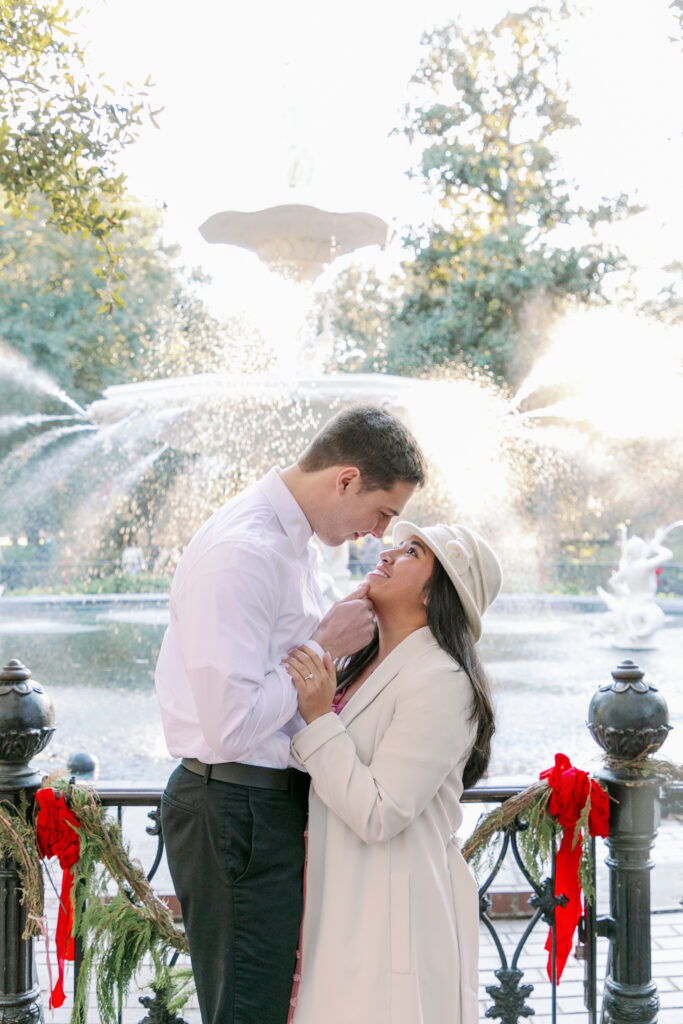 Marriage proposal captured by photographer Lisa Staff  at Forsyth Park, Savannah