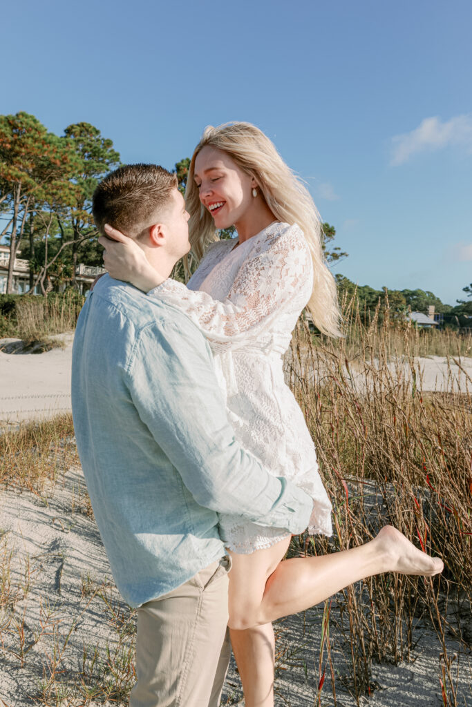 Surprise proposal photography in Hilton Head on the beach