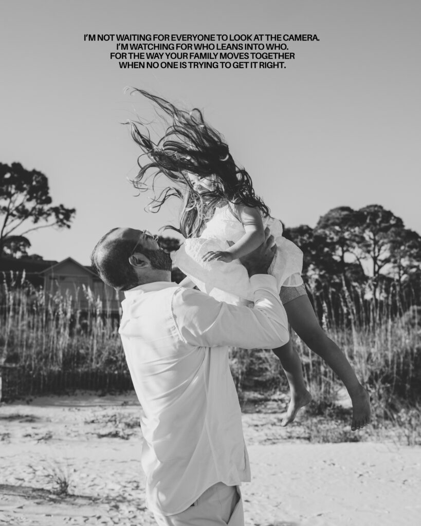 Family beach day photography with the kids running around on the beach and being tossed in the air