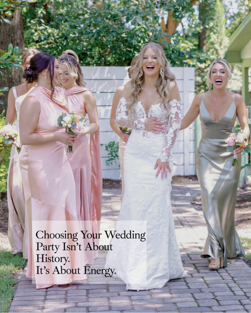 Bridesmaids and brides laughing together at Hewitt Oaks